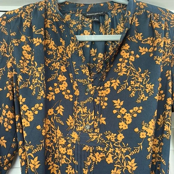 Floral Dress in navy and copper - Picture 2 of 7